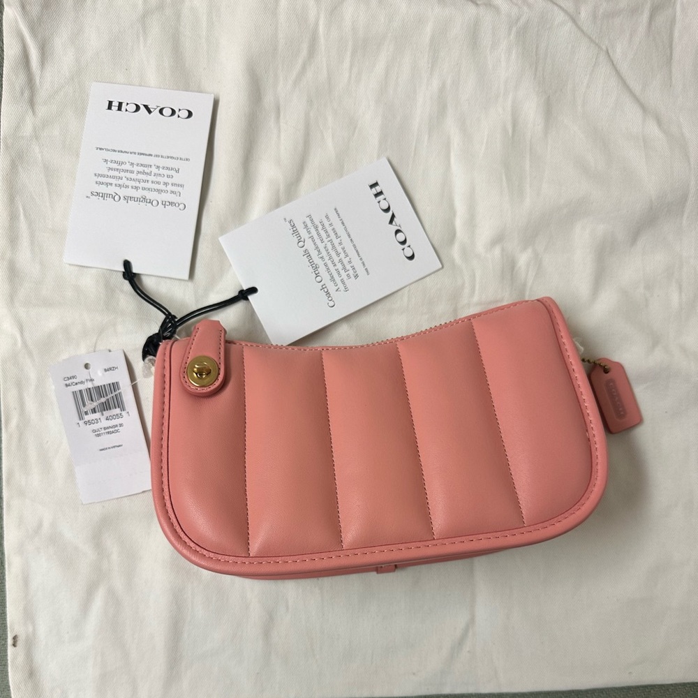 NWT COACH LIMITED EDITION NAPPA LEATHER QUILTED SWINGER IN PINK!